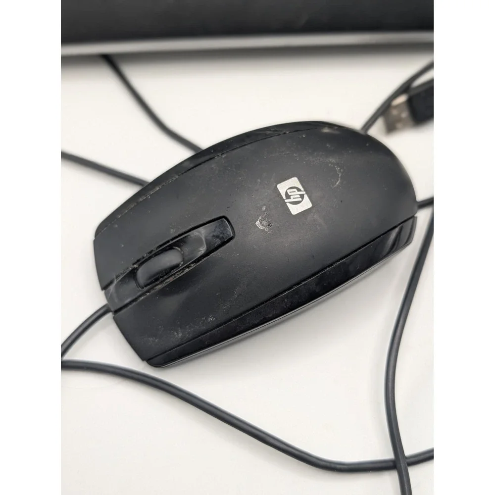 HP KB2101U Wired Keyboard and N910U Optical Mouse Set Black Silver USB